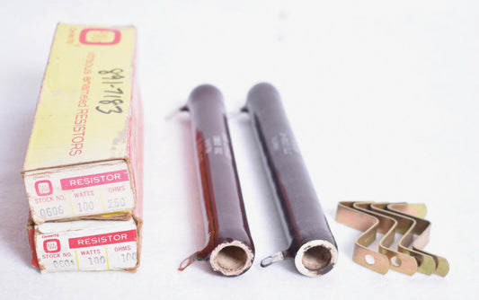 2 Count Ohmite Vitreous Enamel Power Tubular Resistors 0606 & 0604