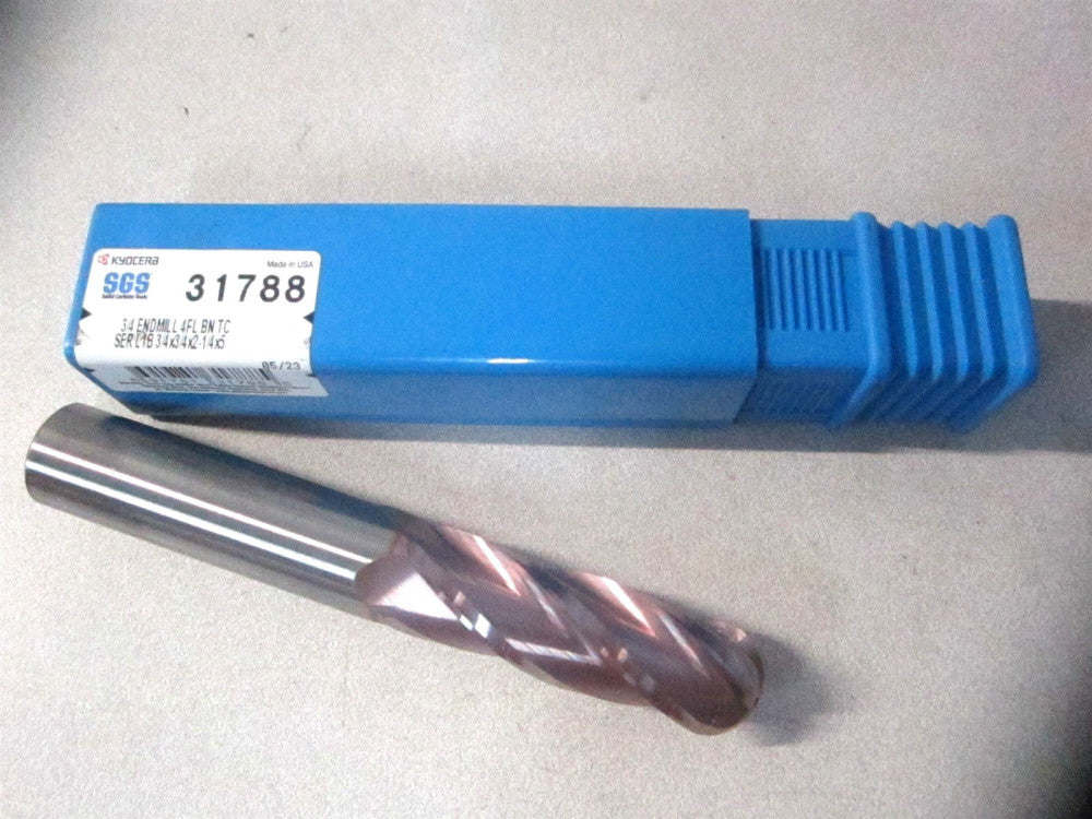 SGS (31788) 3/4" x 2-1/4" x 3/4" x 5" OAL Solid Carbide 4fl Ball End Mill