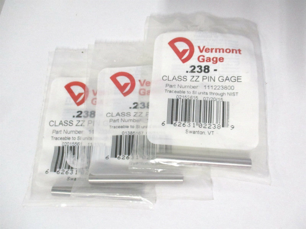 Vermont Gage (111217100) 0.171" Diam Class ZZ Minus Plug & Pin Gage - Lot of 3