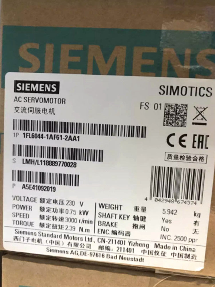 One Brand New SIEMENS SERVO MOTOR 1FL6044-1AF61-2AA1