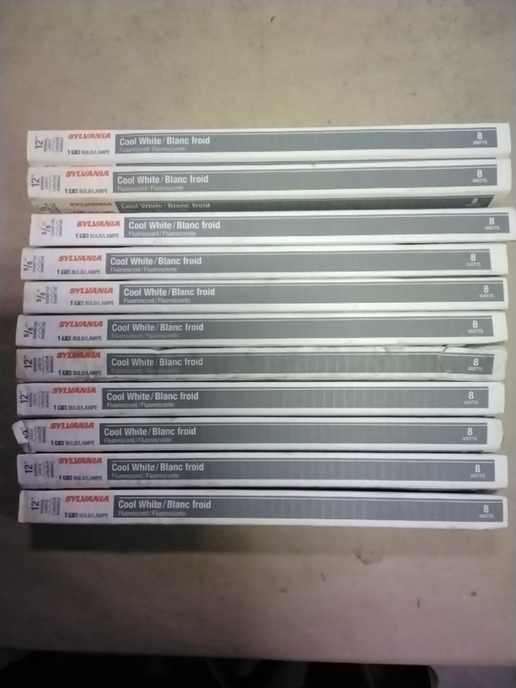 Sylvania F8T5/CW Fluorescent Lamps ( Lot Of 11) 12" 5/8 Diameter