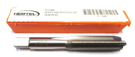 (41113408) 1/2-20 UNF x 3-3/8 3B H3 3-Flute RH HSS Plug Spiral Point Tap - 5 QTY