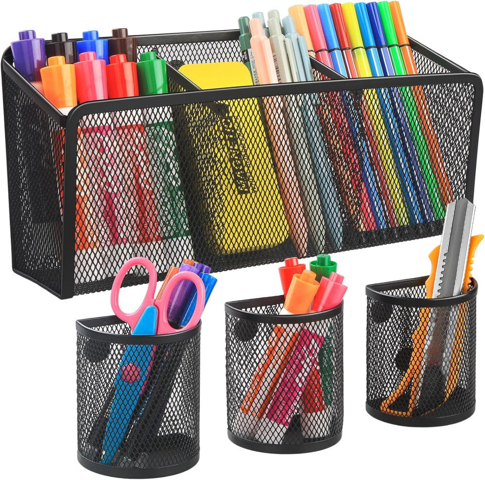 VICNOVA Magnetic Pencil Holder - Metal Pen with Strong Pack A, black 