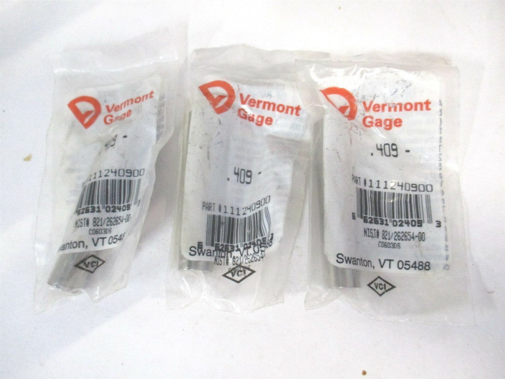Vermont Gage (111240900) 0.409" Diam Class ZZ Minus Plug & Pin Gage - Lot of 3