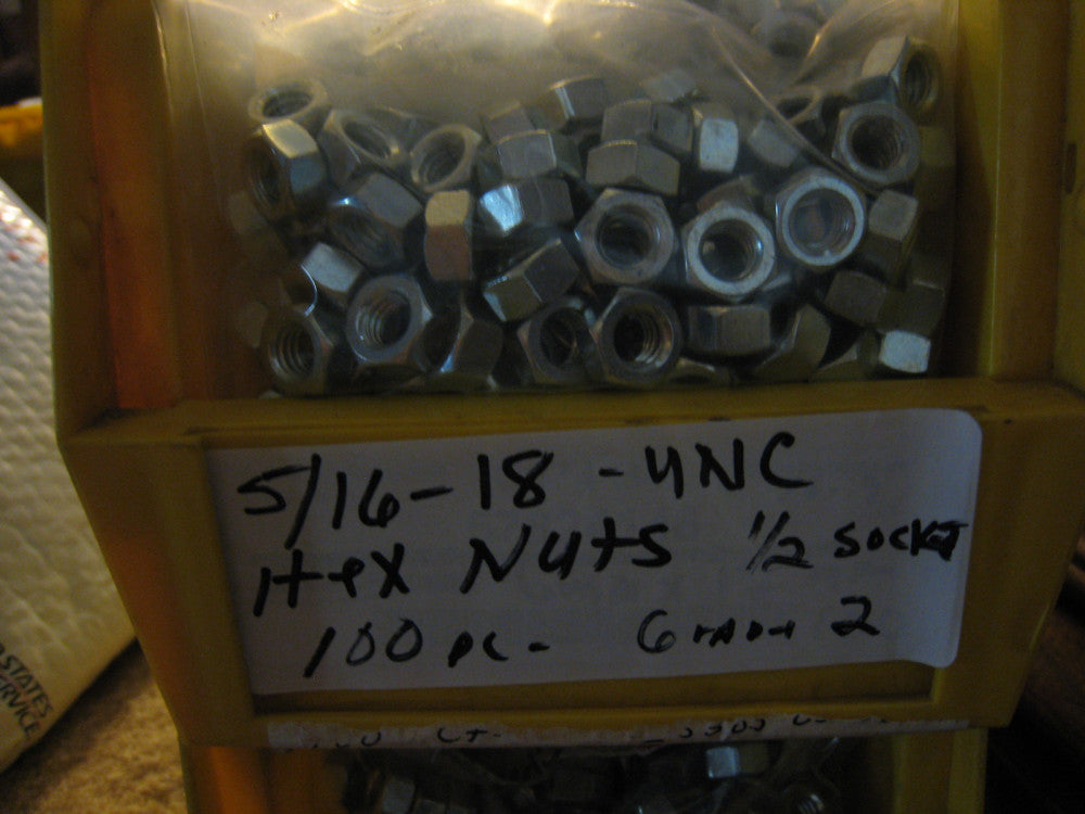 5/16"-18 Coarse Thread Grade 2 Finished Hex Nut Zinc Plated Pk 100