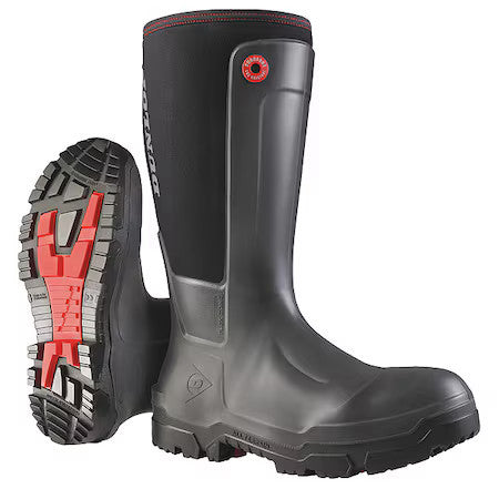Dunlop Ne68a93 Men's Workpro Full Safety Rubber Boot, Composite Toe, Black, 9