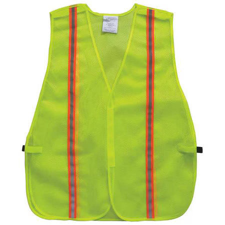Condor 53Ym03 High-Visibility Vest, Vertical, Mesh Polyester, Hook-And-Loop,