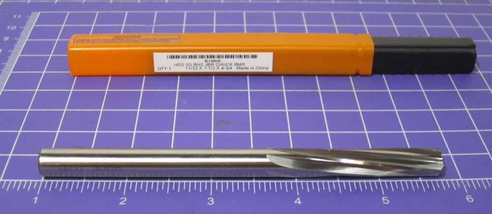 (72295223) 11/32" Chucking Reamer HSS 1-1/2" Flute Length 6F RH