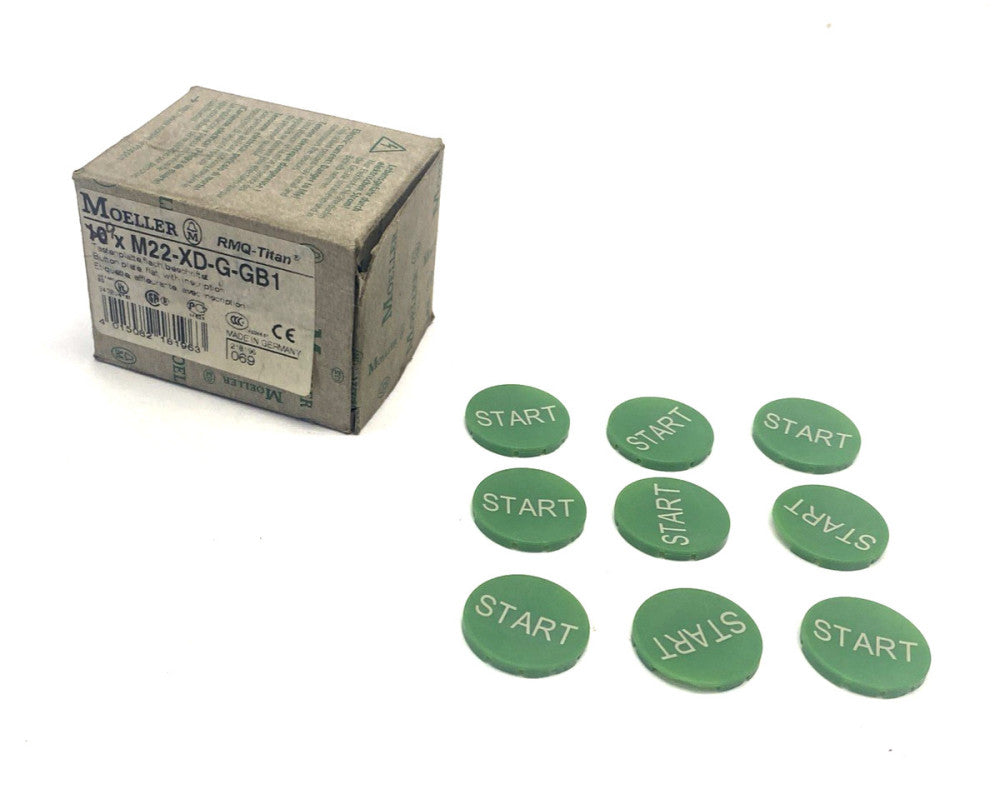 Moeller M22-XD-G-GB1 M22 Pushbutton Cover Plate, 22.5mm, Green START BOX OF 9