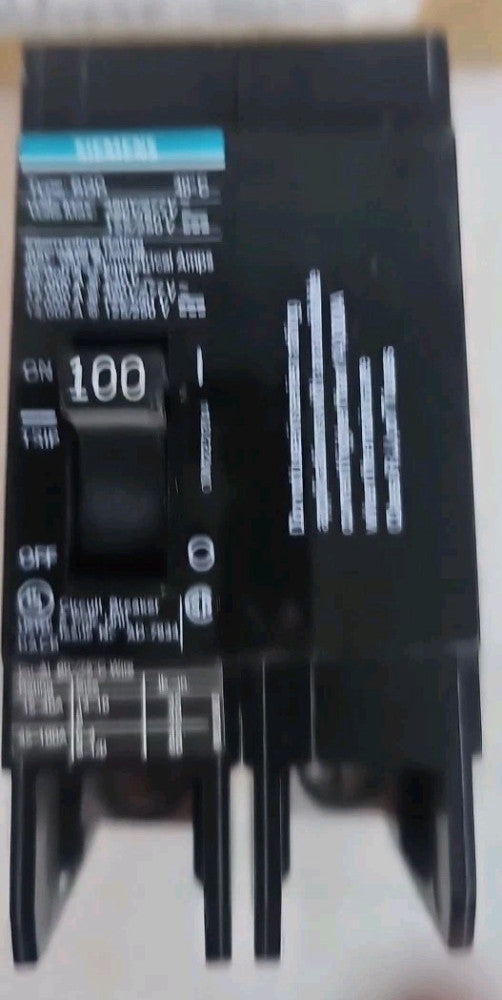 new surplus Siemens BQD2100 2 Pole 100 AMP Type BQD Circuit Breaker