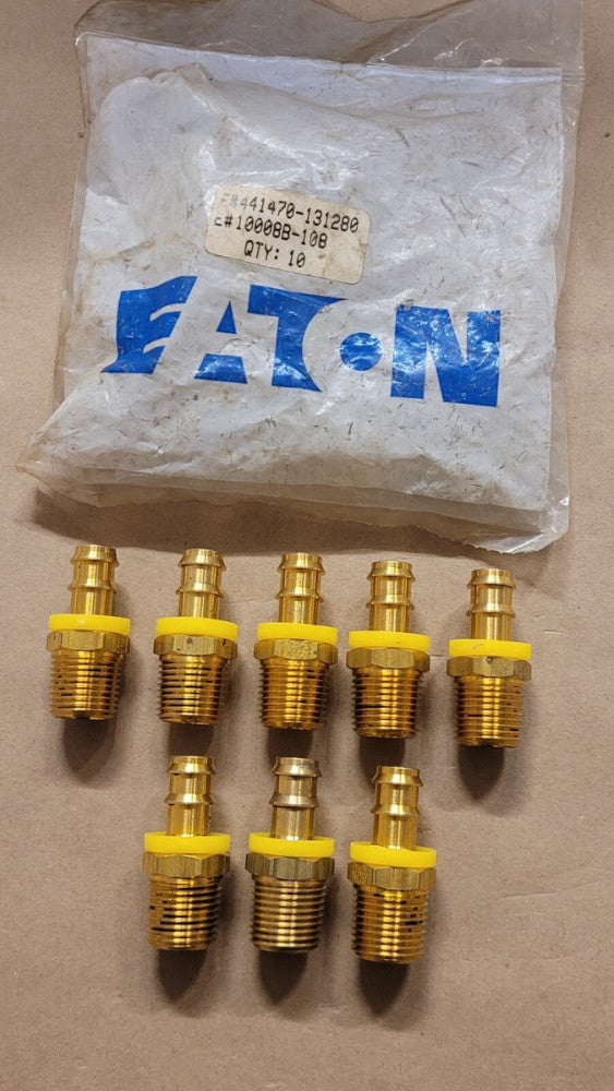 Lot of 8 Eaton 10008B-108 Weatherhead Brass Hose Couplings 1/2" MNPT x 1/2" Barb