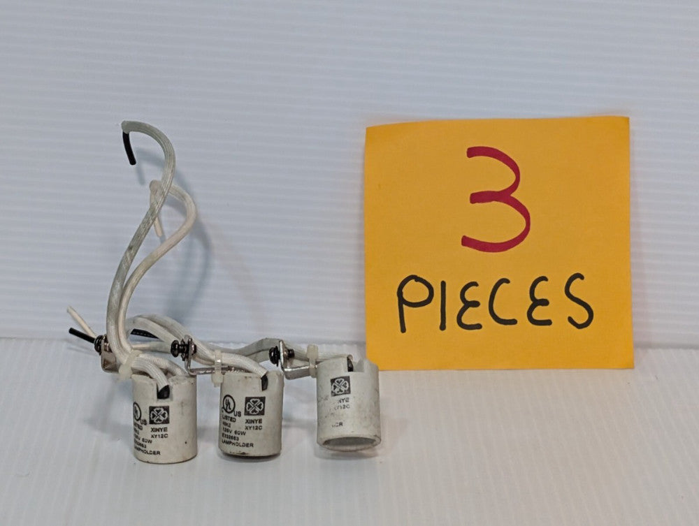 Lot of 3 XINYC E332663 Ceramic Lampholders, XY12C, UL Certified, 125v, 60W