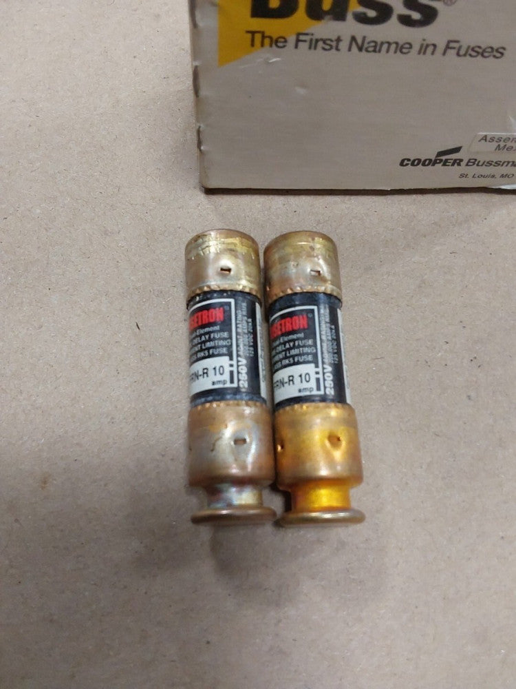 Bussmann Fusetron FRN-R-10 Current Limiting Dual Element Fuse, Box Of 2