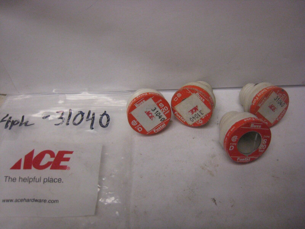 4 yes 4 Bussman S-20 20 Amp 125Vac Dual- Element Time-Delay Plug Fuse  Type D