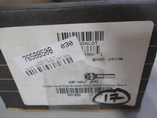 (51783P) 3/8-16 UNC 7" OAL Alloy Steel Black Oxide Hex Socket Cap Screw - Qty 17