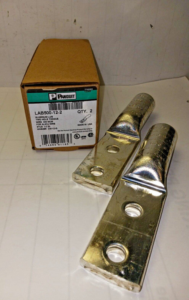 PANDUIT LAB500-12-2 ALUMINUM LUG TWO HOLE TONGUE