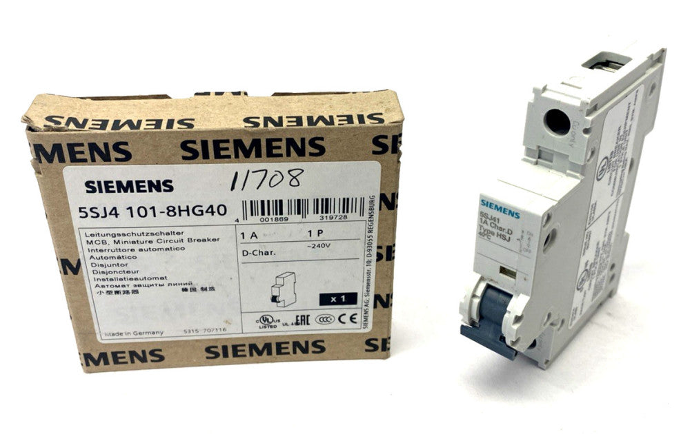 Siemens 5SJ4101-8HG40 Miniature Circuit Breaker 240V 14kA 1P 1A