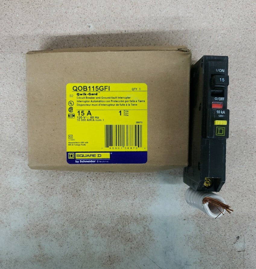 1) New Square D QOB115GFI Bolt-on GFCI 15A 1 Pole Circuit Breaker 