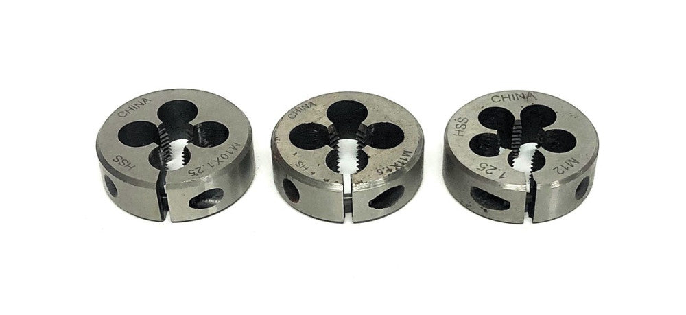 Unbranded M10X1.25, M11X1.25, M12X1.25 Round Die 1.25 [Lot of 3] NOS