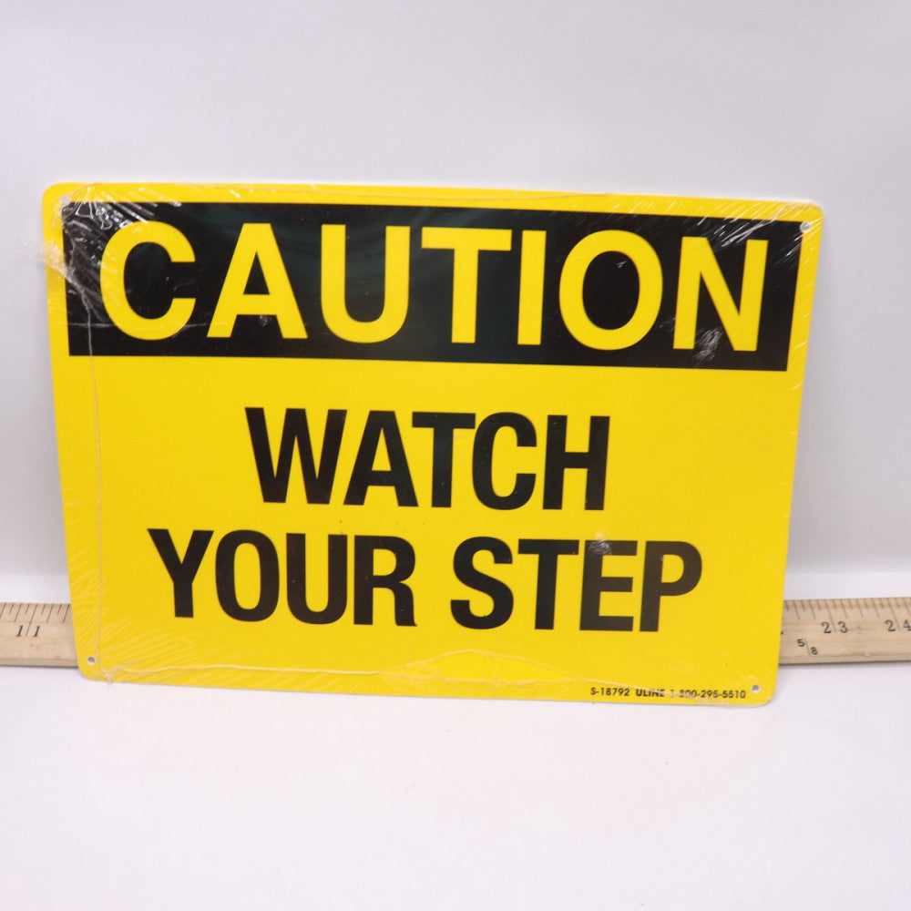 Caution Watch Your Step Safety Sign Aluminum 7" Length x 10" Width S-18792
