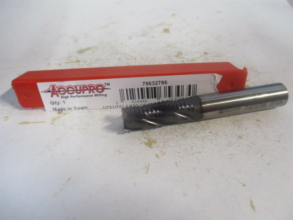 (35303) 1/2 x 1-1/4 x 1/2" x 3-1/4" 4Fl Powdered Metal Chamfer Roughing End Mill