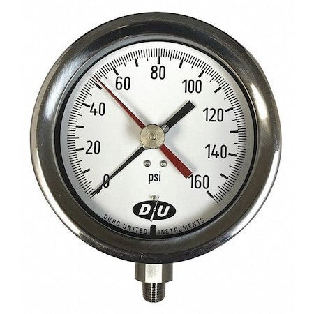 Duro 42070913-Maxhand Industrial Pressure Gauge, 0 To 400 Psi, 4 1/2 In Dial,