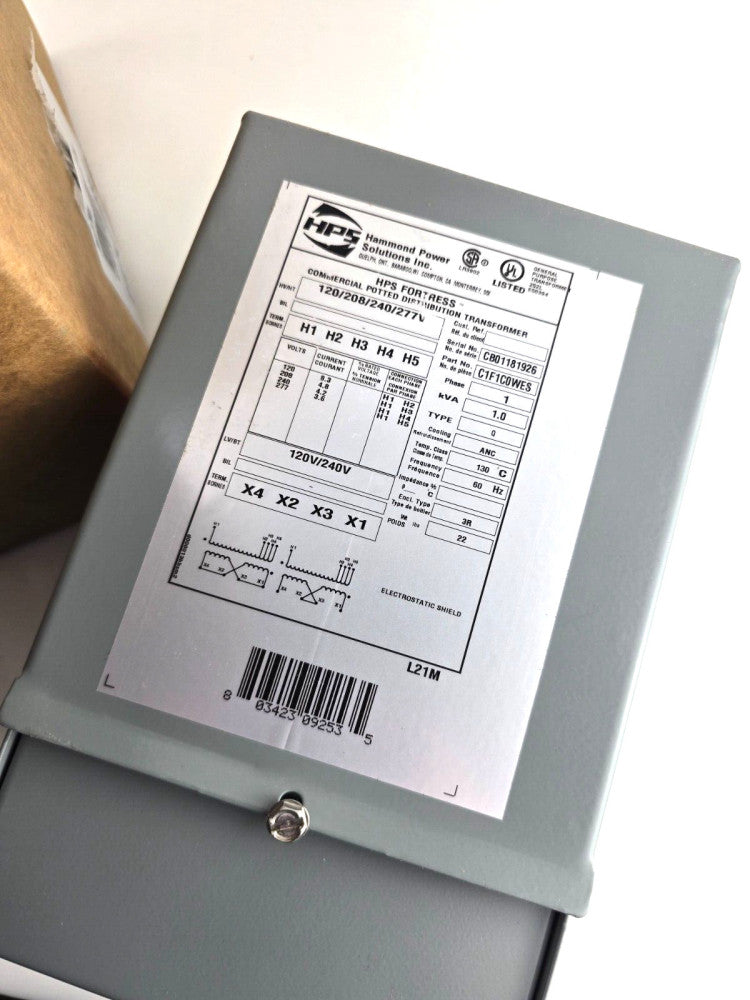Hammond Power C1F1C0WES HPS Fortress 1PH Potted Transformer 1.0 KVA 60 Hz