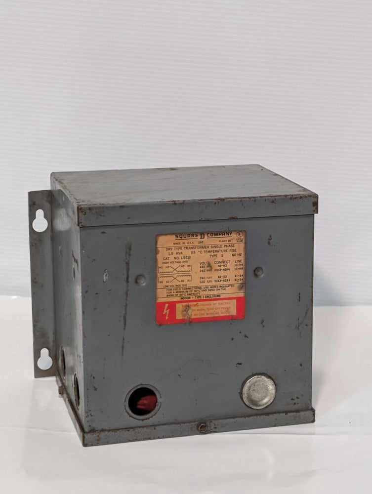 Square D 1.5S1F Type S Dry Type 1 Single Phase Transformer 7"x7-1/4"x6-1/2"