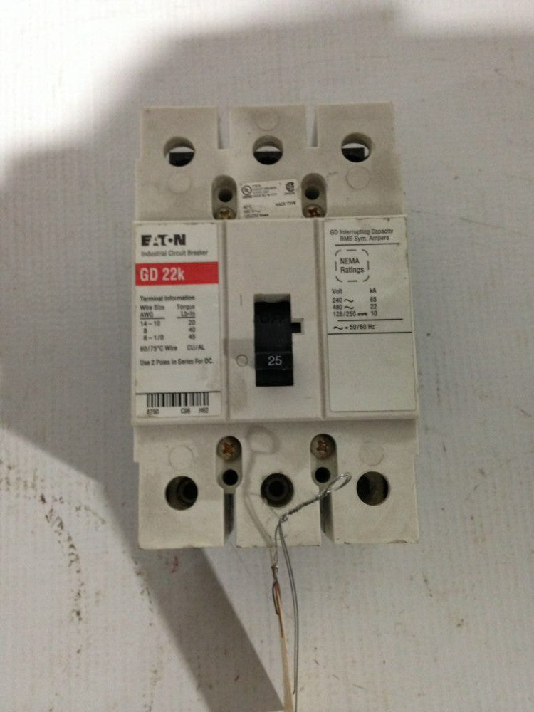 Eaton GD 22K 25A Industrial MCCB Molded Case Circuit Breaker 3 Pole 480V