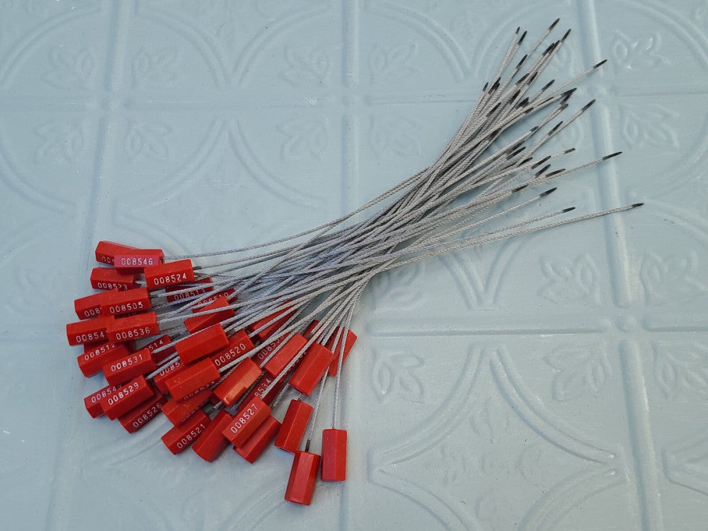 44 Pieces Numbered Security Steel Cable Seals Red