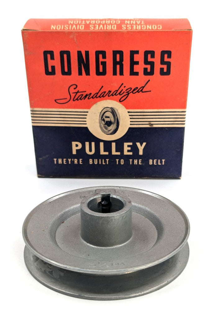 NOS! Vtg. Congress 3.5” OD 3/4” Fixed Bore Die-Cast V-Belt Pulley, Type A, CA350