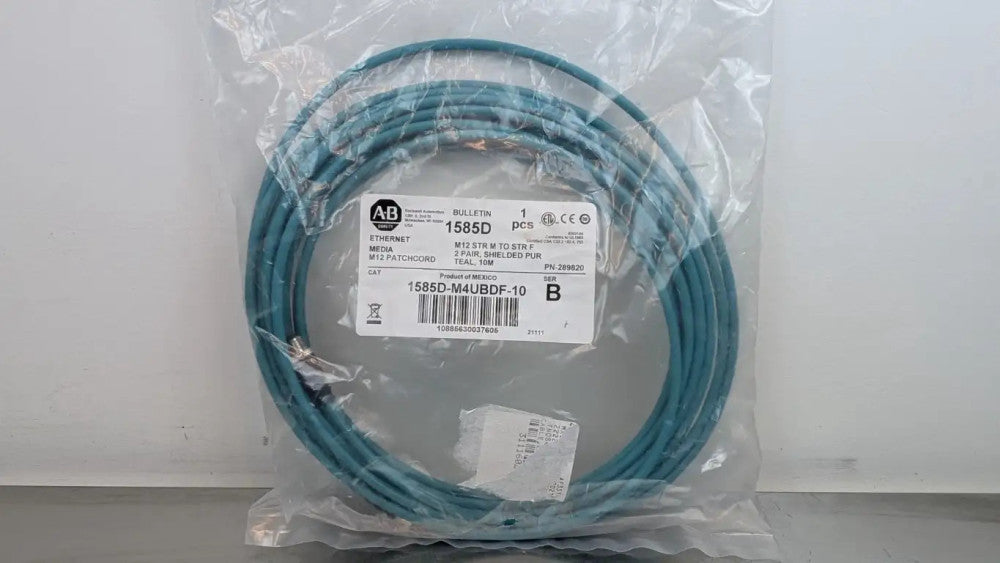 Allen-Bradley 1585D-M4UBDF-10 Ethernet Media Patchcord Ser B 10M M12 Straight Ma