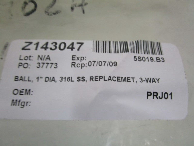 LOT OF 5 1"DIA, 316L SS, 3-WAY BALL HLE-9-AF NSNP