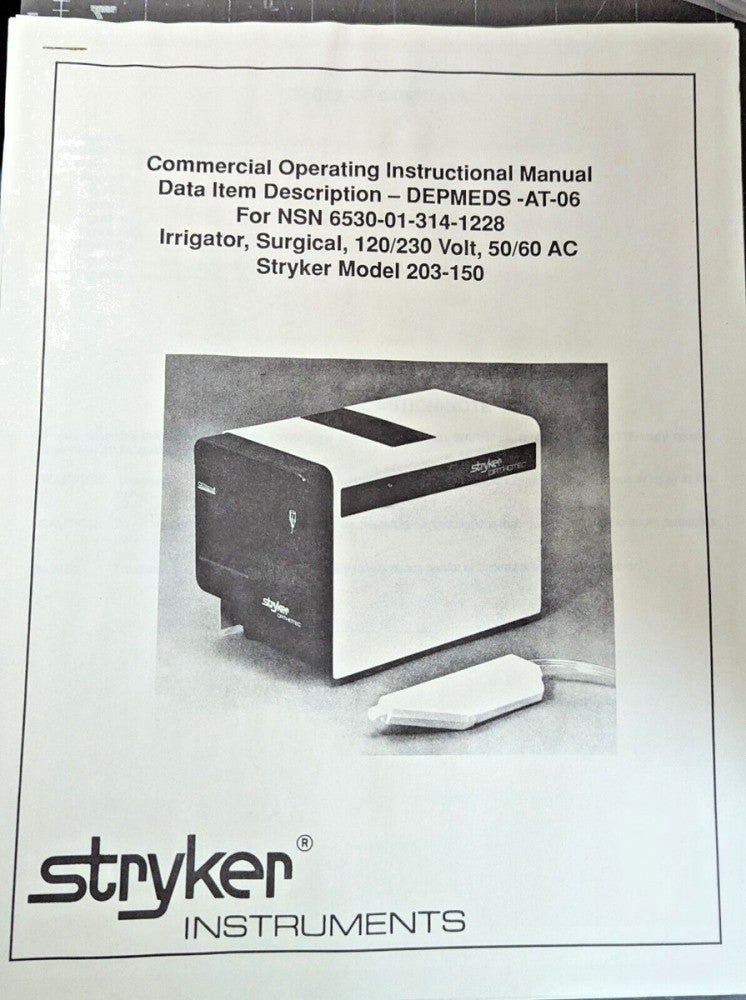 Stryker 203-150 Orthotec Surgical Irrigator & I.V. Pole Military Issue NEW