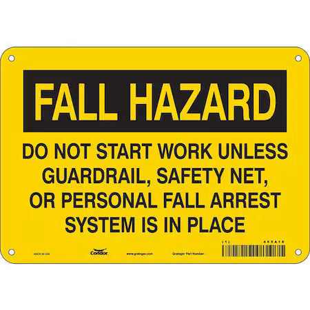 Condor 465A18 Safety Sign, 7 In Height, 10 In Width, Aluminum, Vertical