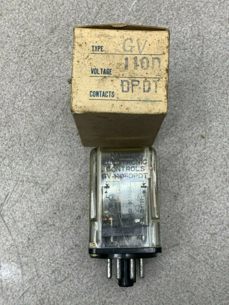 NEW IN BOX MASTER ELECTRONIC CONTROLS RELAY GV 110D-DPDT