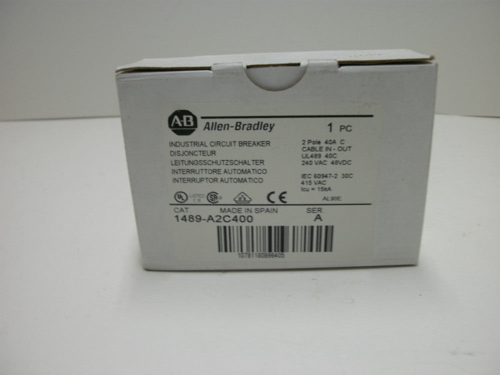 ALLEN BRADLEY 1489-A2C400 SER A CIRCUIT BREAKER 2 POLE 40A C NEW IN BOX