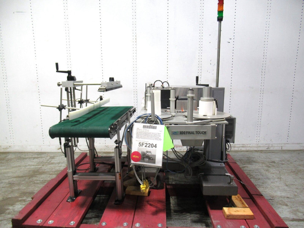 New Jersey 400R Final Touch Tamp on Labeler with Zebra Printer and Feed Conveyor