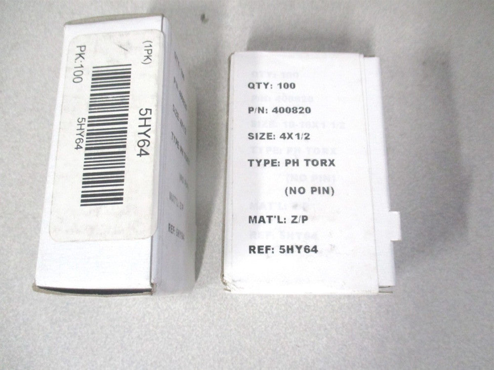 Tamper-Pruf Screw (400820) #4 Zinc Plated Tapping Sheet Metal Screw 100ct- Qty 2
