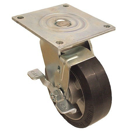 Zoro Select P21s-Alev 150K-15-Wb Plate Caster,Swivel,Rubber,7 7/16"H