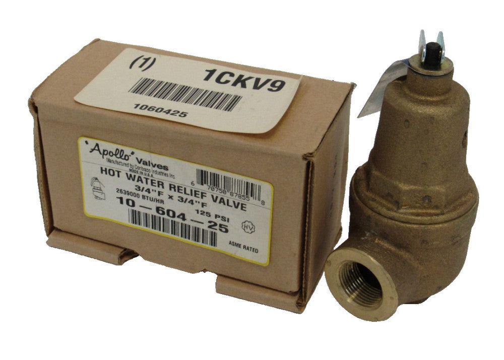 NEW APOLLO 10-604-25 HOT WATER RELIEF VALVE 3/4" 1060425