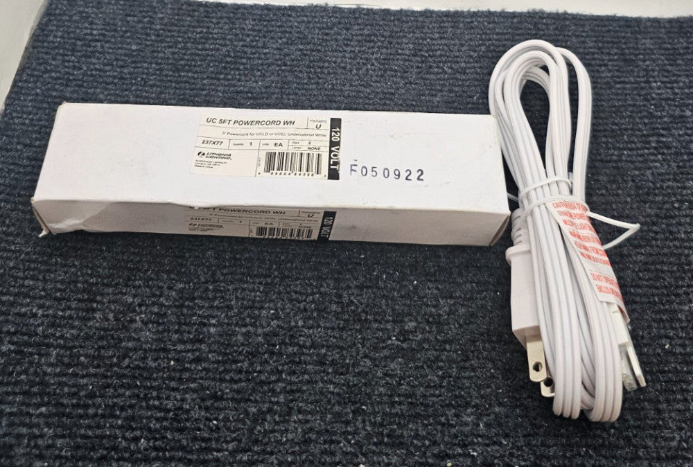 (QTY 2) LITHONIA LIGHTING 237X77 UC 5FT Power Cord WH  120V White