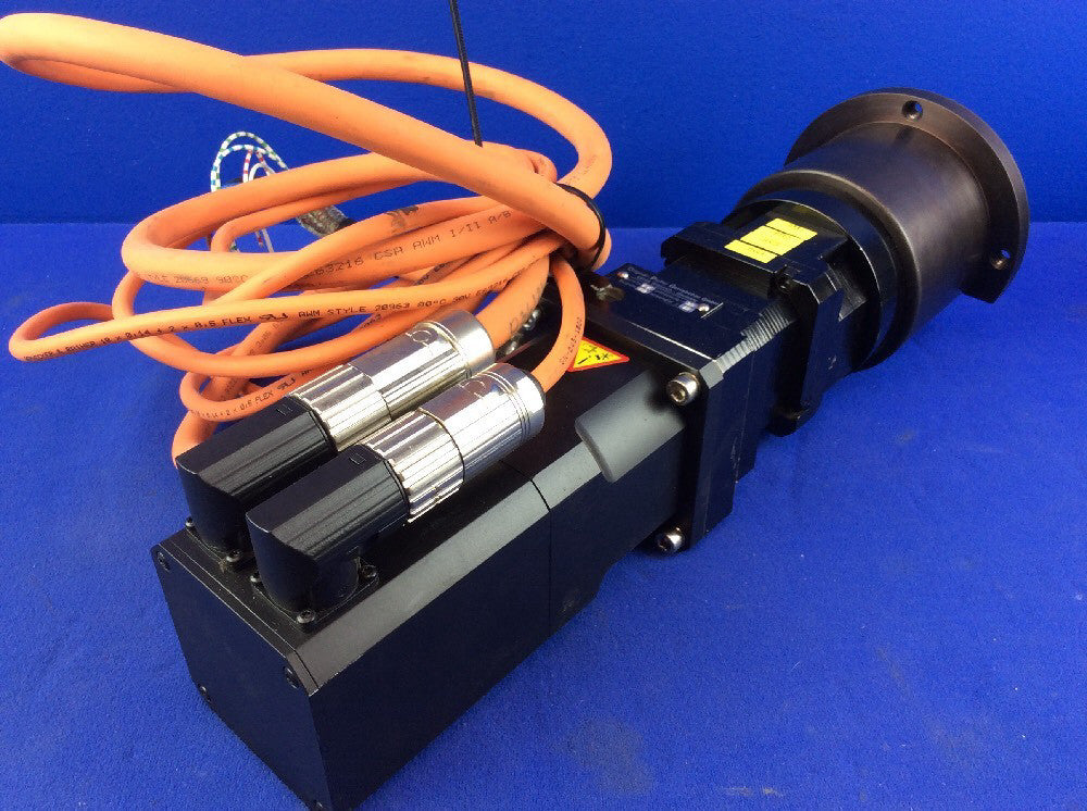 B&R 8MSA3S.E1-66 SERVO MOTOR W/ PLANETARY GEARBOX, MOTOR FEEDBACK & POWER CABLES