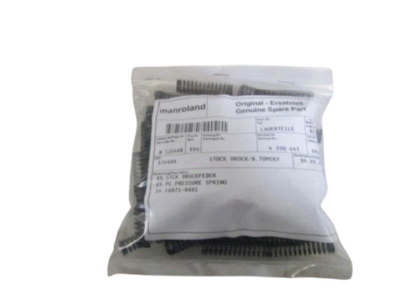 LOT OF 85 LAGERTEILE PRESSURE SPRING 16.18071-0001 NSNP IN BAG