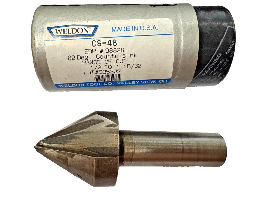 WELDON DEBURRING COUNTERSINK TOOL, CS-48, 98828, 82 DEG, OAL 4"