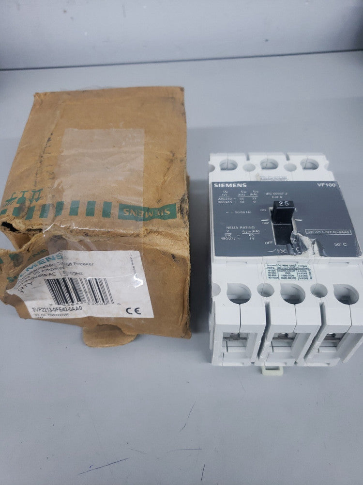 New Old Stock! Siemens 3VF2213-0FE42-0AA0 Siemens 3 Pole 25 Amp VF100