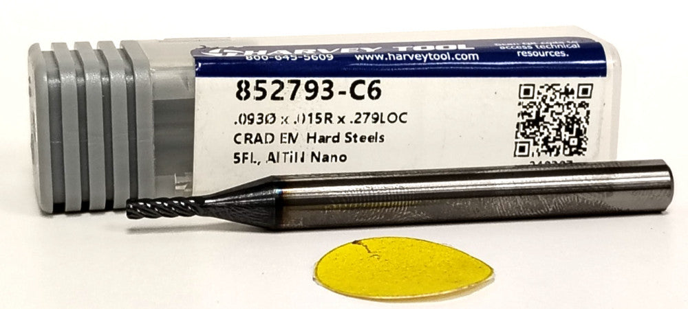 HARVEY TOOL 5FL ENDMILL 3/32" CUT DIAM .2500" SHANK DIAM 2.5" OAL 852793-C6