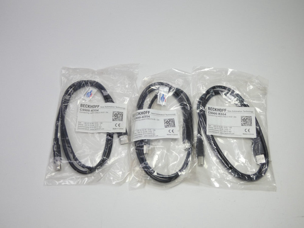 *Lot of 3* Beckhoff C9900-K554 Connecting Cable USB2.0 A-B 1.0M - NEW Surplus!