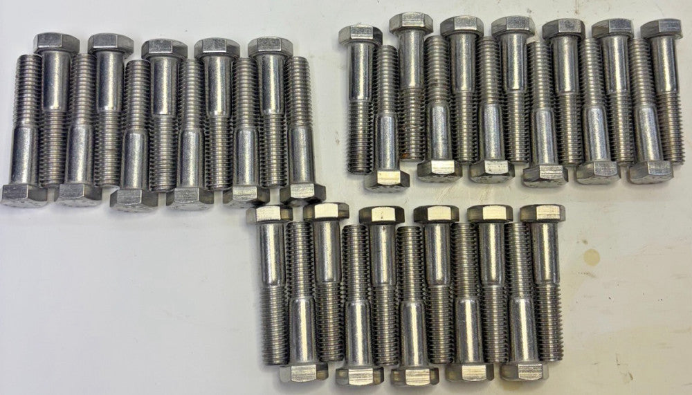 HEX HEAD BOLTS 1/2IN-13X2-1/2IN LOT OF 34 STAINLESS STEEL ASTM F593