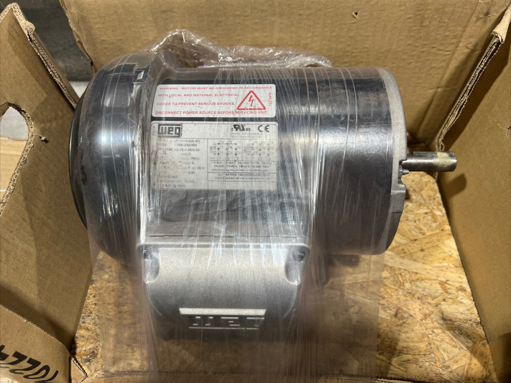 Nos WEG Motor 12676273 0.5 HP, 1160 RPM, 208/230/460 Volts, TEFC, 56, Footed